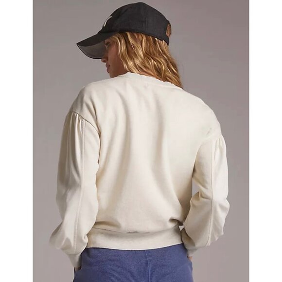 T.La Ribbed Trim Pocket Crewneck Pullover Sweatshirt Lounge Anthropologie Medium - Picture 2 of 10